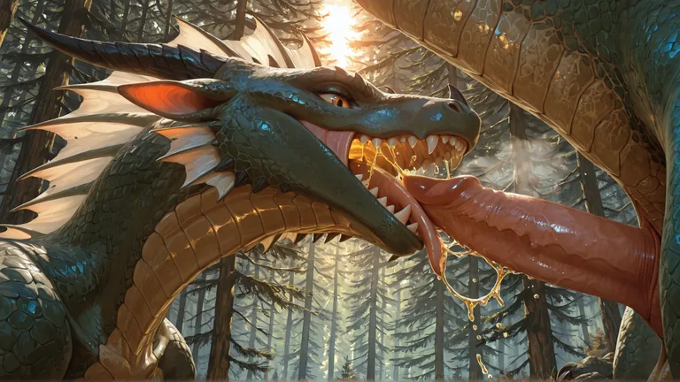 Dragon Duo in Forest Urination Scene