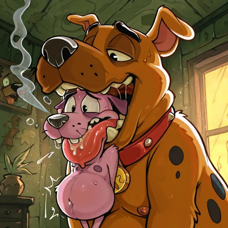 Courage the Cowardly Dog in a Stoned, Oral Vore Scene