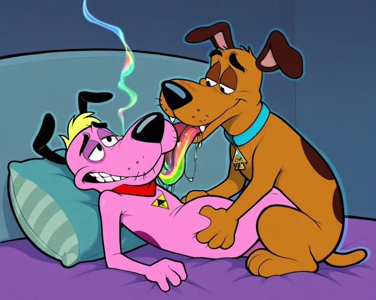 Courage the Cowardly Dog in Romantic Embrace