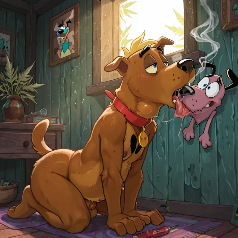 Courage the Cowardly Dog as a Toony Nude Anthro Male