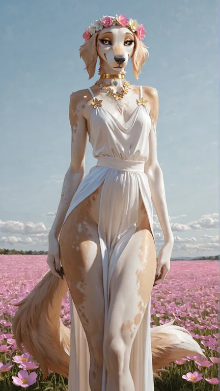 Enchanting Borzoi Beauty in Floral Meadow
