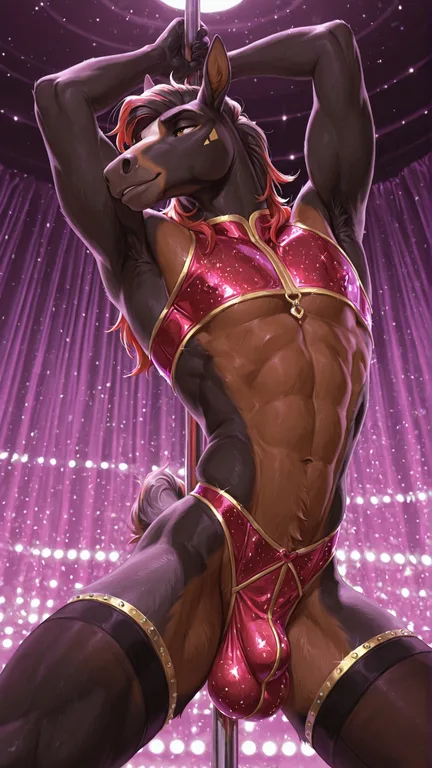 Athro Stallion Pole Dancer in Glittery Outfit