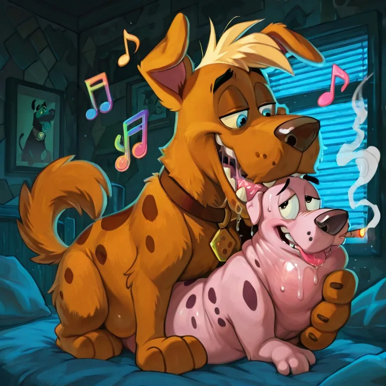 Courage the Cowardly Dog in Rainbow Vore Scene