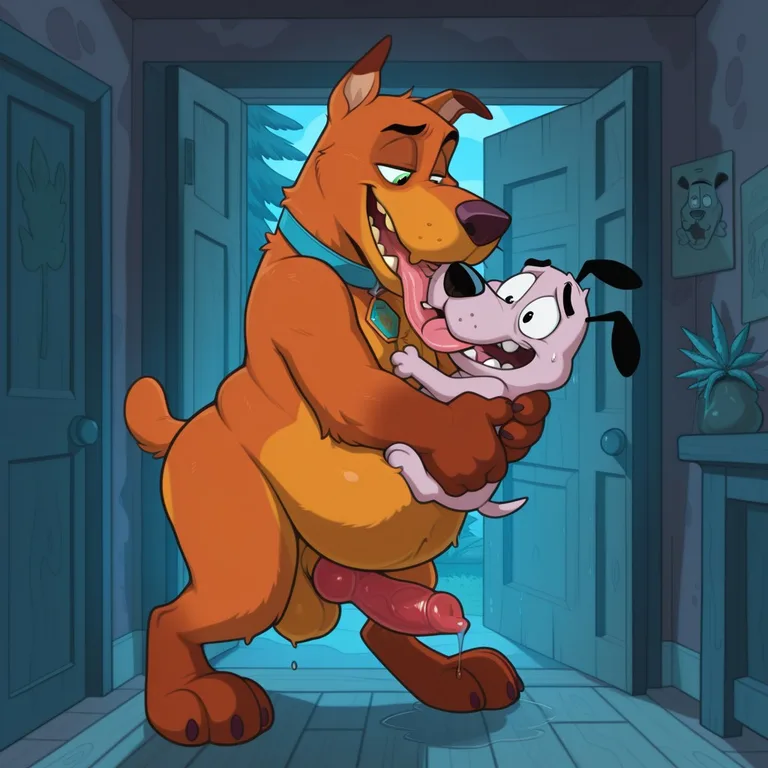 Two Toon Dogs in a Romantic Embrace