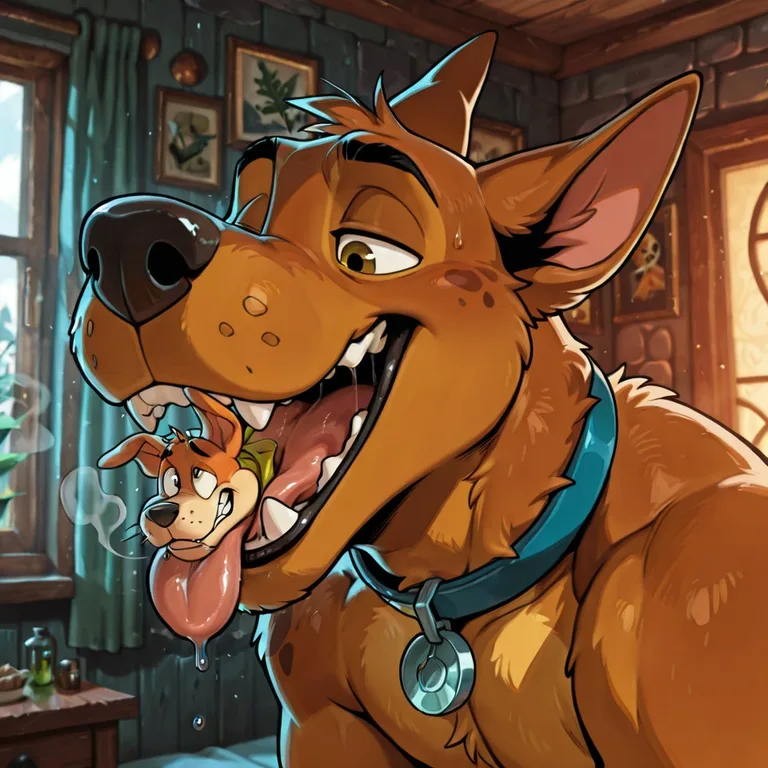 Courage and Scooby-Doo Share a Hazy Meadow
