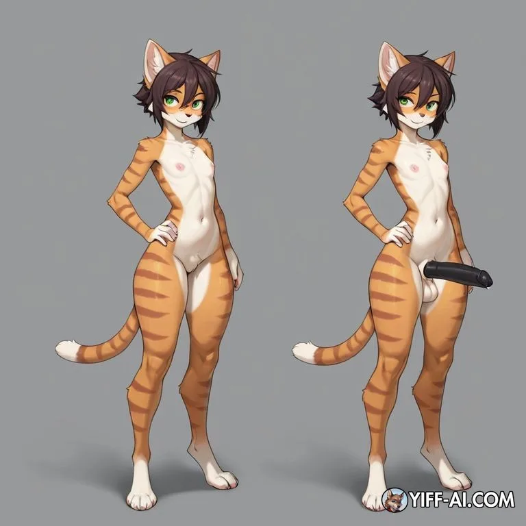 Tiny Small, Flat Chested, Catgirl, Standing Full Body