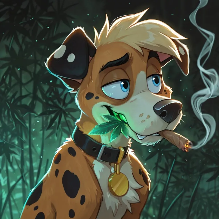 Anthro Courage the Cowardly Dog as Stoner Fox