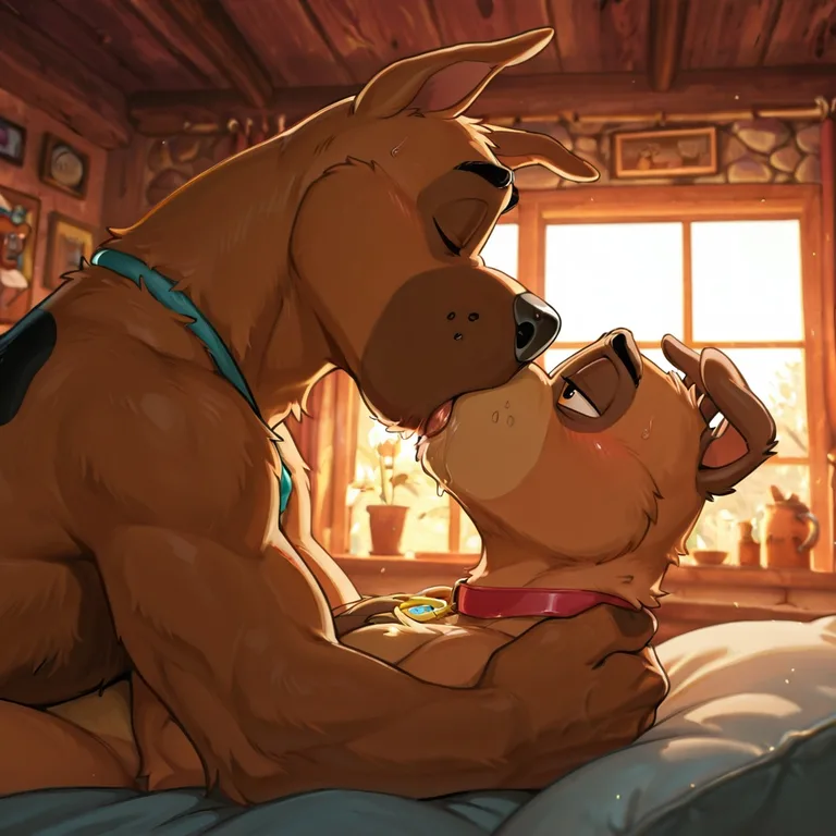 Animated Duo's Passionate Embrace