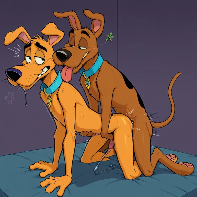 Courage the Cowardly Dog and Scooby Doo Embracing