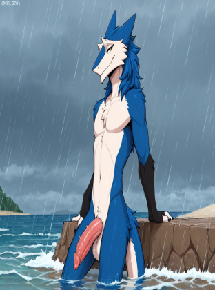 Majestic Dragon on Rainy Beach