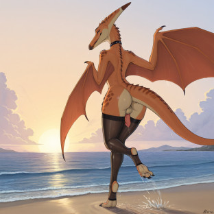 Prehistoric Pteranodon on Beach