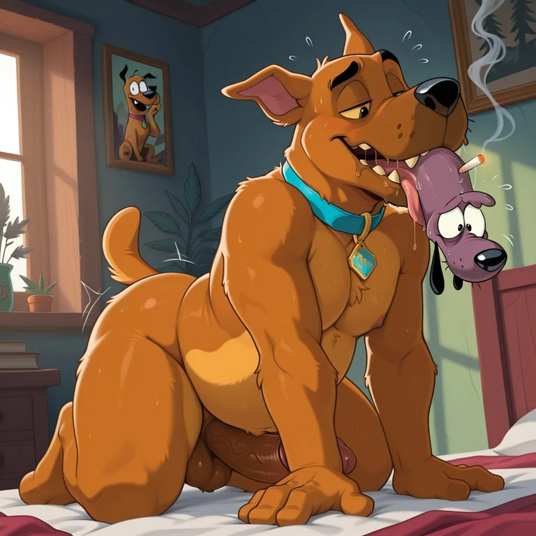 Scooby Doo and Courage Share a Joint Outside