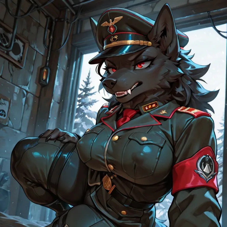 Black Werewolf in Military Uniform