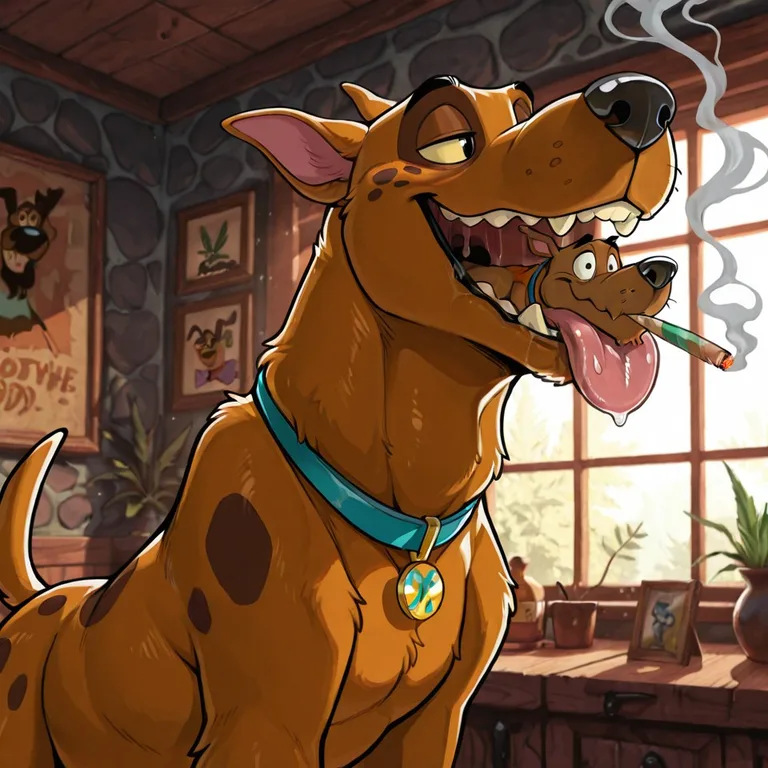 Scooby and Courage in a Cozy Afternoon Scene