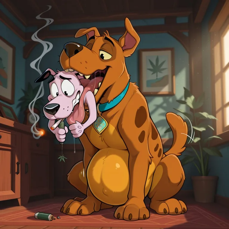 Courage and Scooby-Doo Sharing a Joint Male/Male