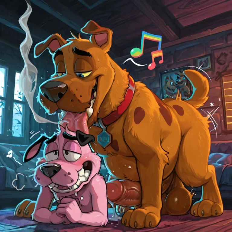 Courage the Cowardly Dog in Rainbow Vore Scene