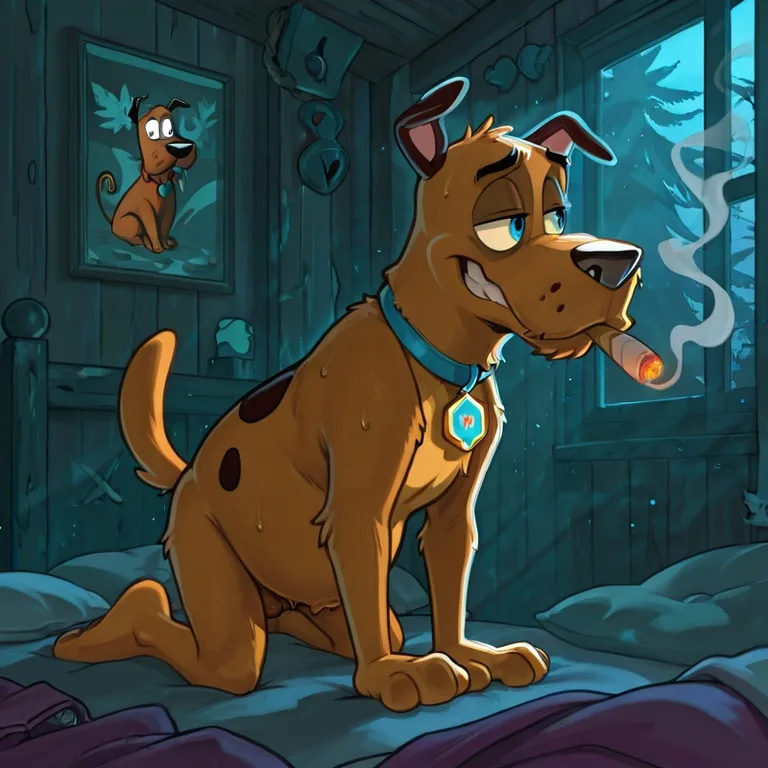 Courage the Cowardly Dog Enjoys Relaxing Smoke