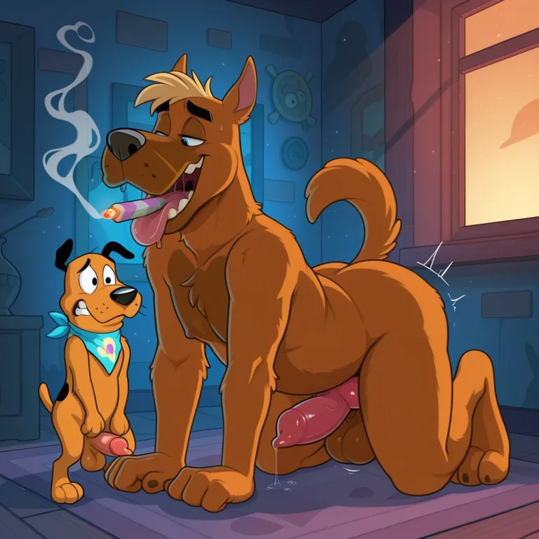 Courage the Cowardly Dog Swallowing Scooby Doo Slightly Chubby