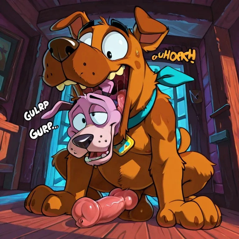 Courage the Cowardly Dog Enjoying a Smoke Break
