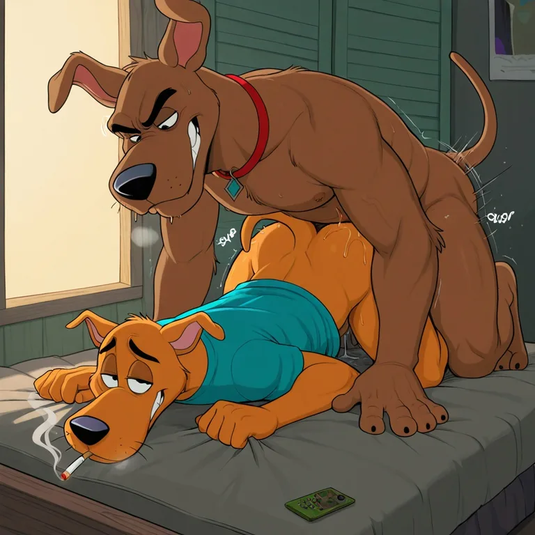 Courage the Cowardly Dog and Scooby Doo Smoking Together