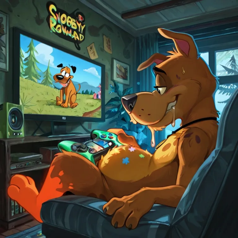 Courage the Cowardly Dog as Toony Furry Gamer