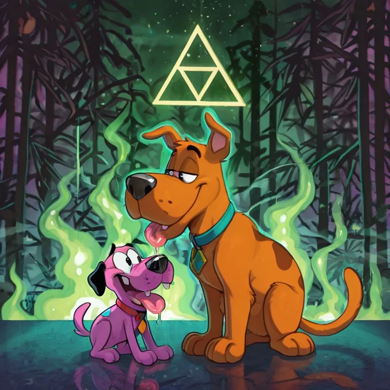 Courage the Cowardly Dog in Neon Rainbow Fur