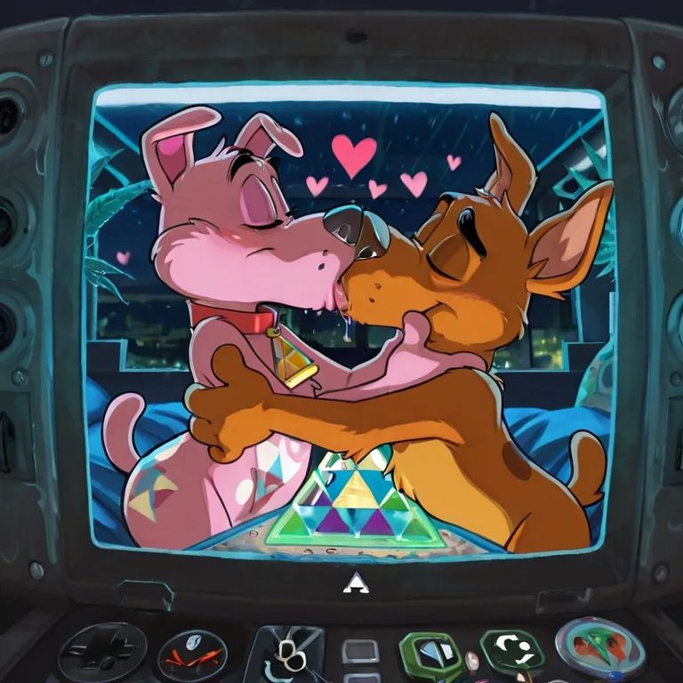 Courage the Cowardly Dog Kissing Scooby Doo