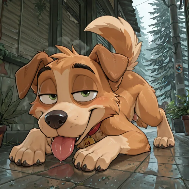 Puppy Toon with Tongue Out
