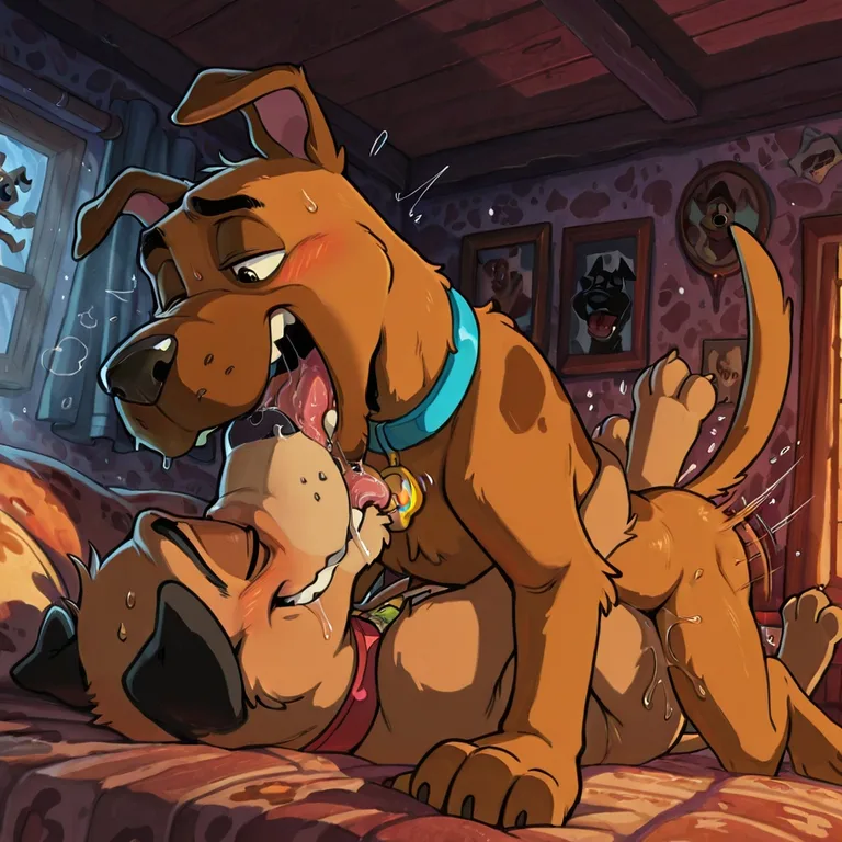 Courage and Scooby Romantic Embrace