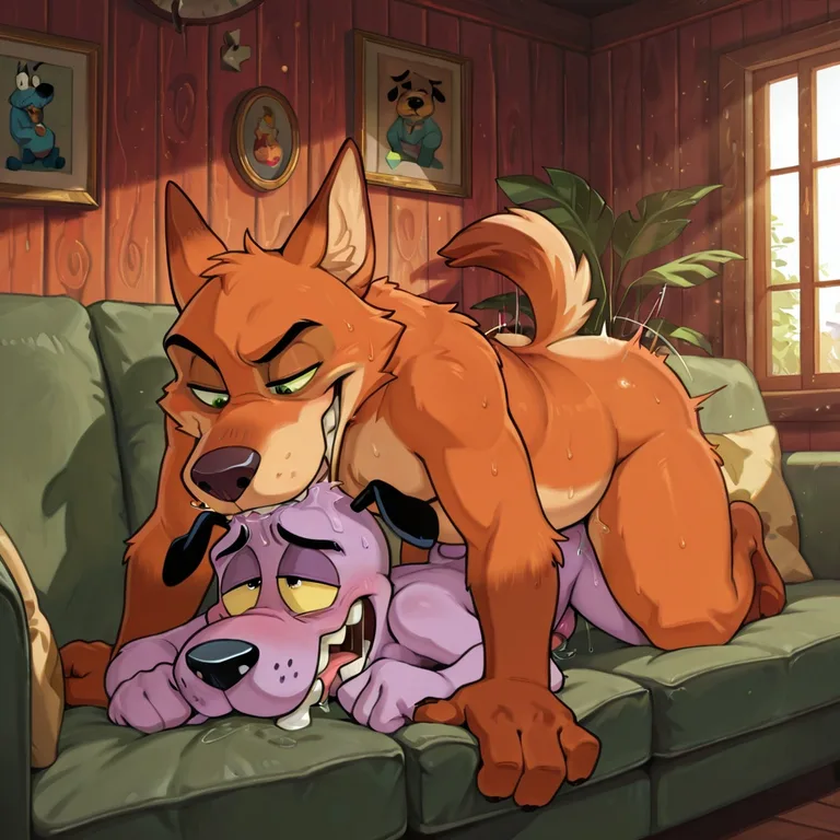 Animated Characters Enjoying Intimate Sofa Moment