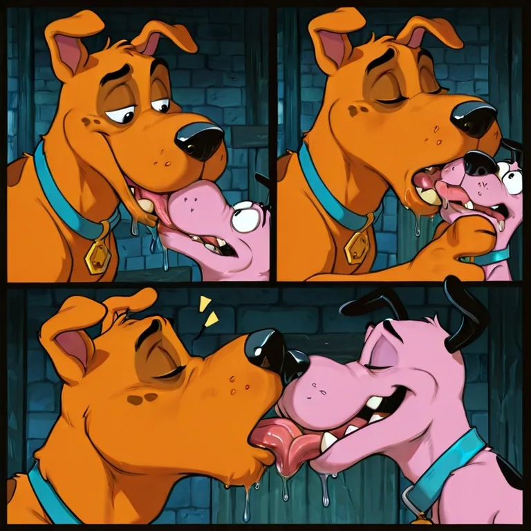 Adventurous Canines in Comic Scene