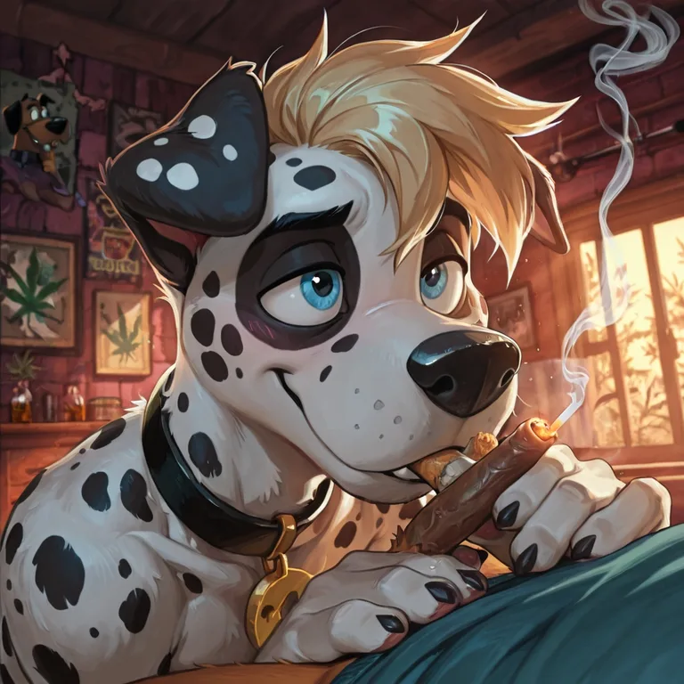 Courage the Cowardly Dog Smoking Marijuana with Dalmatian Friend