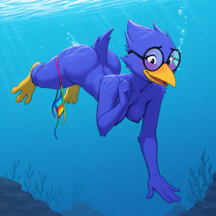 Elderly Avian Stripping Underwater