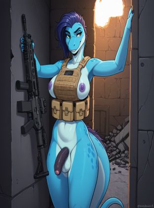Blue Raptor Warrior in Ruined Bunker