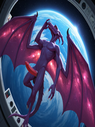 Alien with Penis Wings in Space