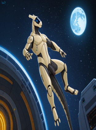 Astronaut with Long Foreskin Floating in Space
