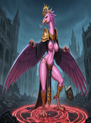 Warhammer Daemon in Rainy Cathedral Ruins