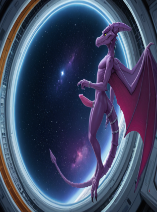 Alien with Genital Features in Cosmic Setting