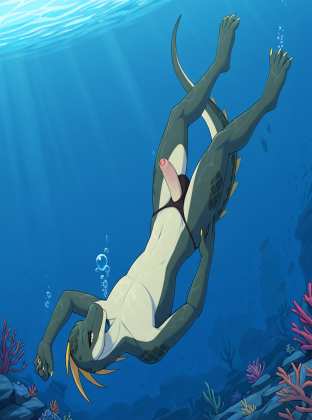 Seductive Lizard Sinking Underwater