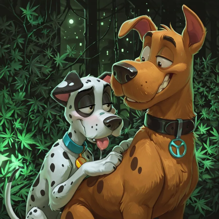 Courageous Dalmatian with Neon Rainbow Fur