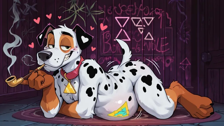 Anthro Dalmatian Smoking Marijuana