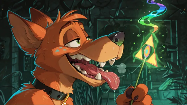 Courage the Cowardly Dog in Neon Rainbow Trance