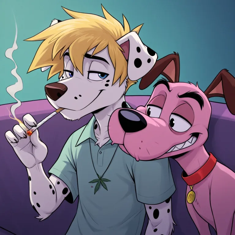 Courage the Cowardly Dog Dalmatian Duo Smoking Marijuana