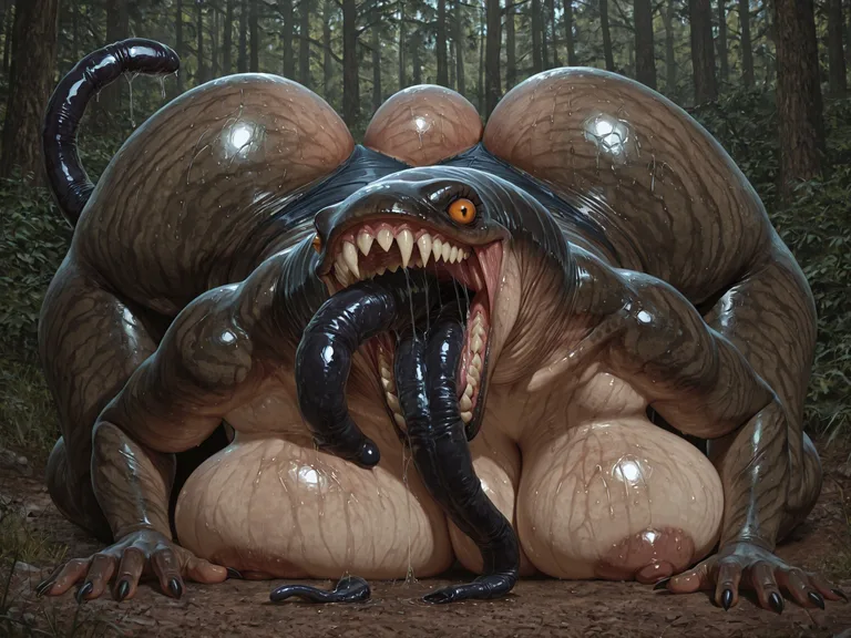 photorealism, fellatio_horror, leech, grotesque, disgusting_