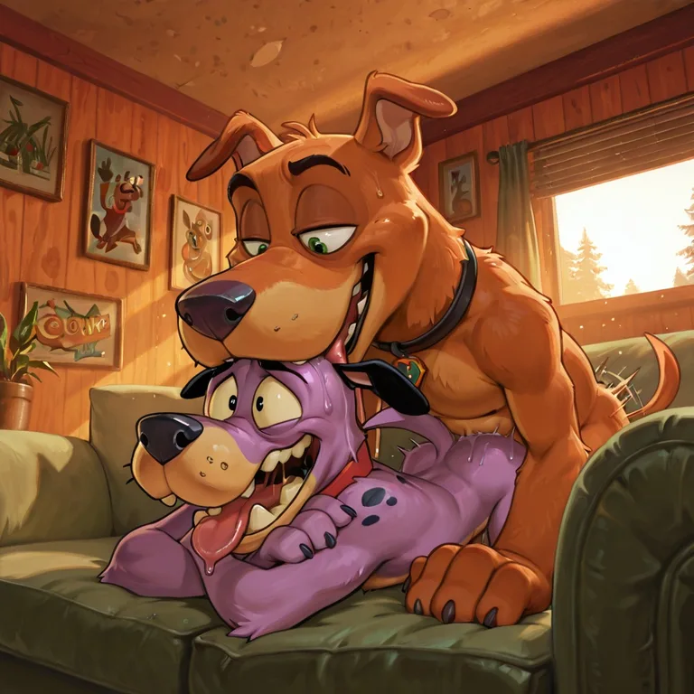 Gay Cartoon Characters on Sofa
