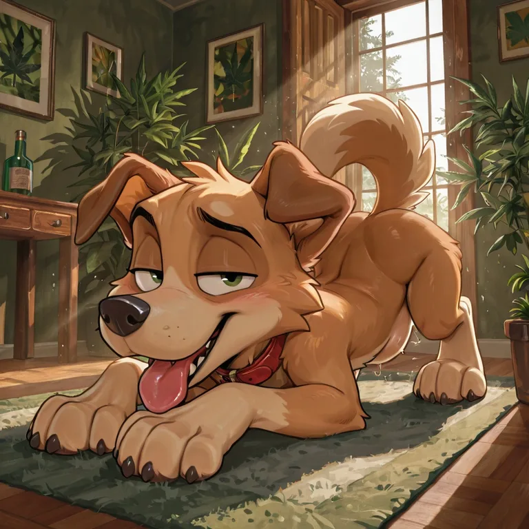 Toon Puppy Enjoying Marijuana Joint