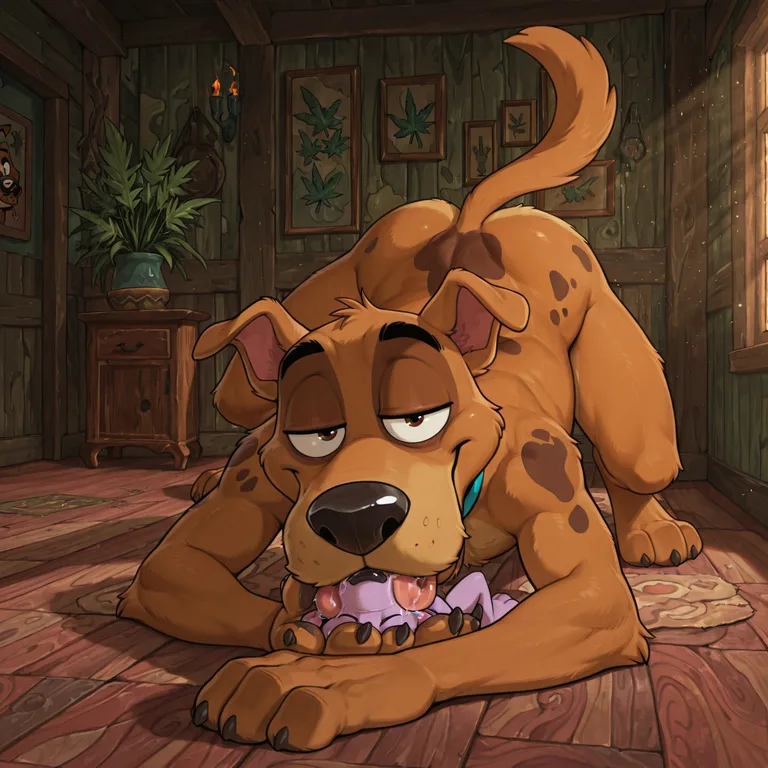 Stoned Toon Dogs in Surreal Scene