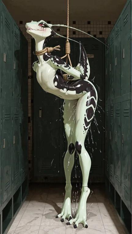 Feral Mantis Raptor Hybrid in Locker Room