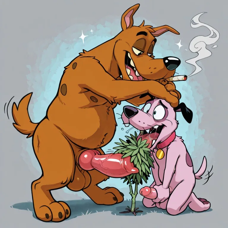 Cowardly Dog Stoner with Marijuana
