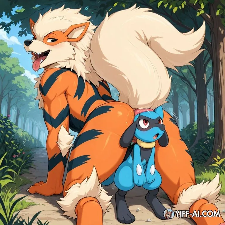 Living Insertion, Almost Fully Inside, Arcanine, Micro Riolu